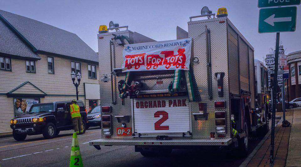 Orchard Park Fire collects donations again for Toys for Tots 2015